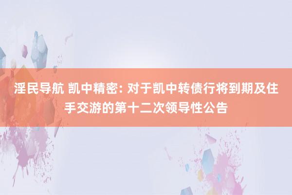 淫民导航 凯中精密: 对于凯中转债行将到期及住手交游的第十二次领导性公告