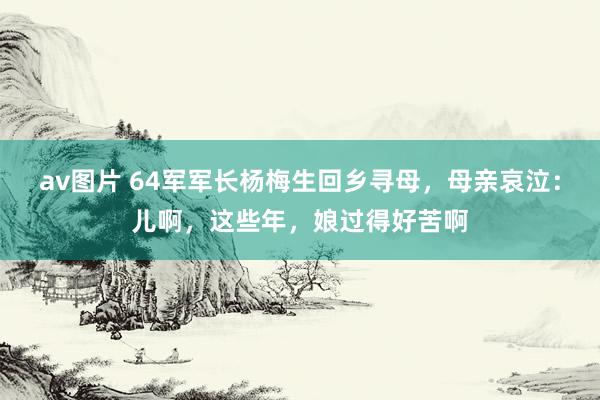 av图片 64军军长杨梅生回乡寻母，母亲哀泣：儿啊，这些年，娘过得好苦啊