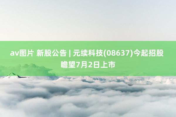 av图片 新股公告 | 元续科技(08637)今起招股 瞻望7月2日上市