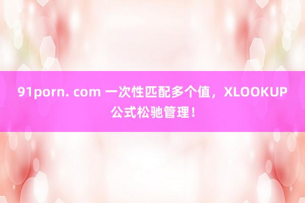 91porn. com 一次性匹配多个值，XLOOKUP公式松驰管理！