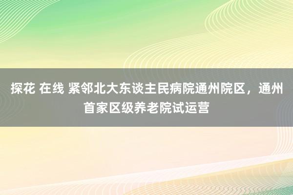 探花 在线 紧邻北大东谈主民病院通州院区，通州首家区级养老院试运营